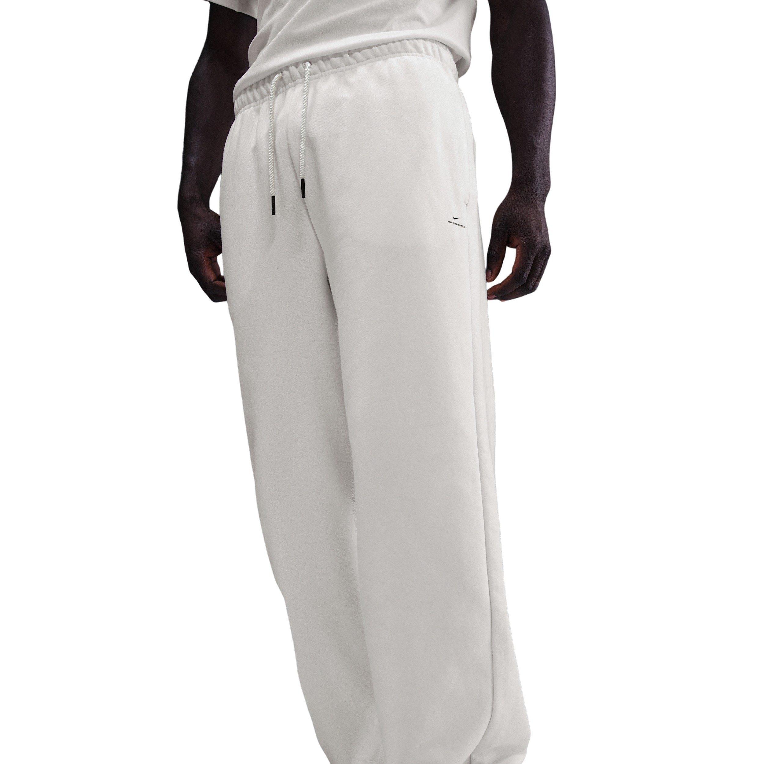 Nike Men's Standard Issue Therma-FIT Brushed Open-Hem Basketball Pants - White - WHITE